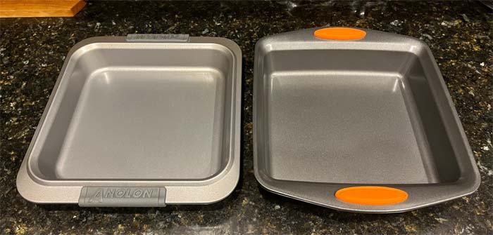 Anolon pan and Rachael Ray 9-inch square pan