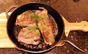 Seared beef in Cast iron skillet